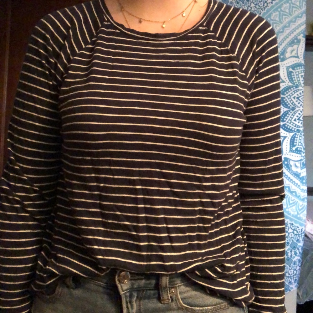 White & Navy Blue Striped Shirt